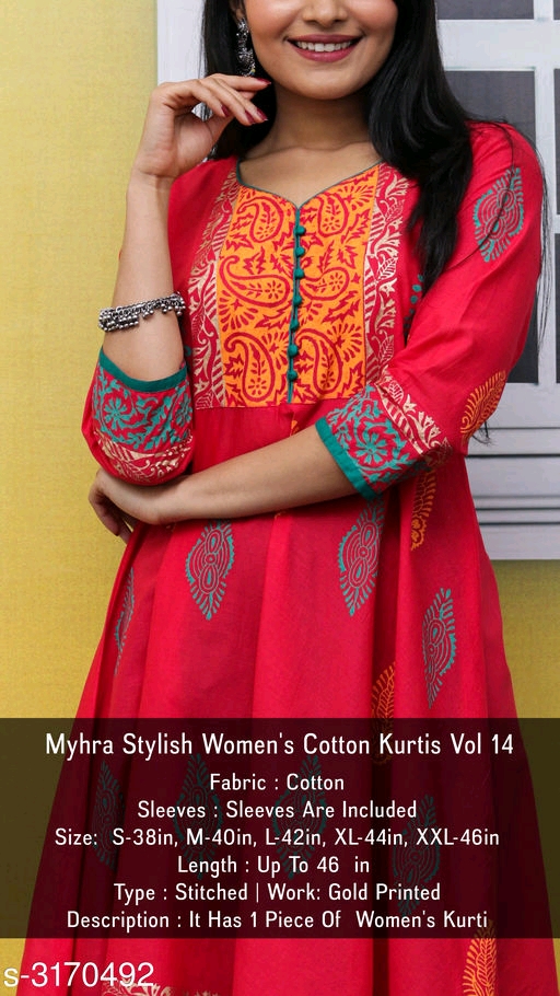 Myhra Stylish Women's Cotton Kurtis