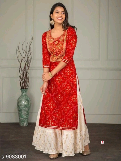 Embroidered Kurti with Sharara Set