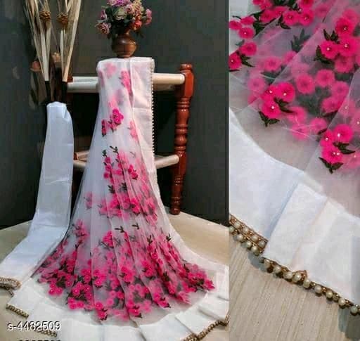 Intricate Net Embroidery Sarees