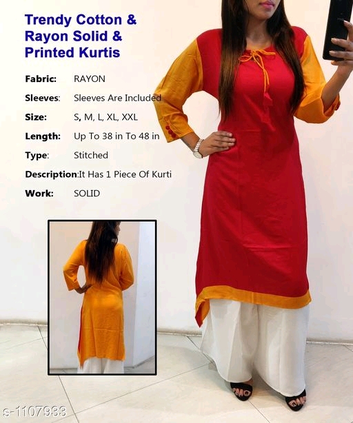 Trendy Cotton & Rayon Solid & Printed Kurtis